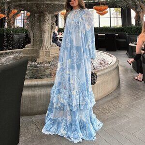 Hemant & Nandita Tiered-hem Maxi Dress